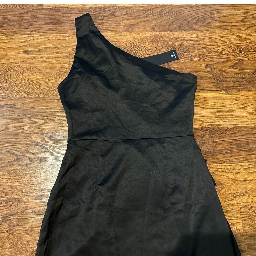 Lulus Dreaming of Elegance One Shoulder Satin Maxi Dress Black XS NWT Formal - Picture 4 of 9